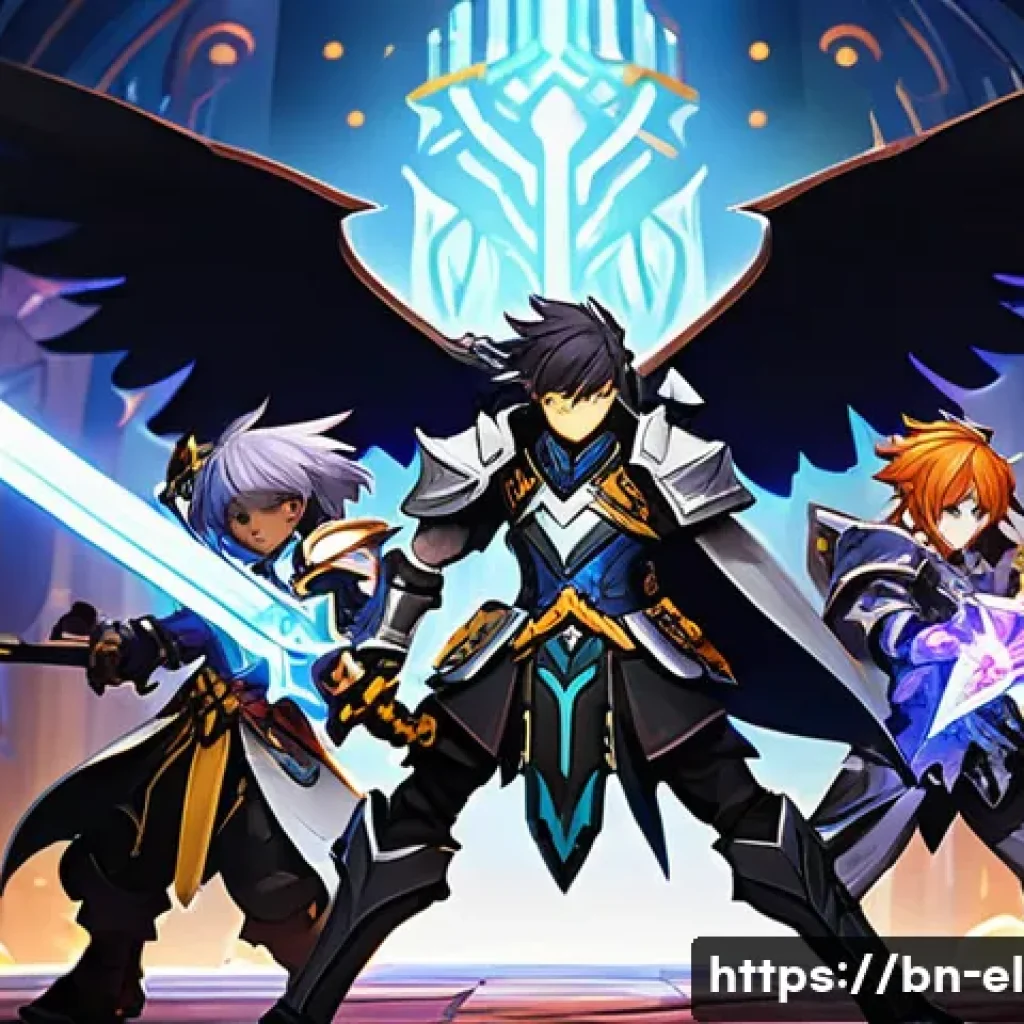 엘소드 필수 재화 수집법 - **Prompt:** A group of diverse Elsword characters, including an Elsword knight, an Aisha magician, a...