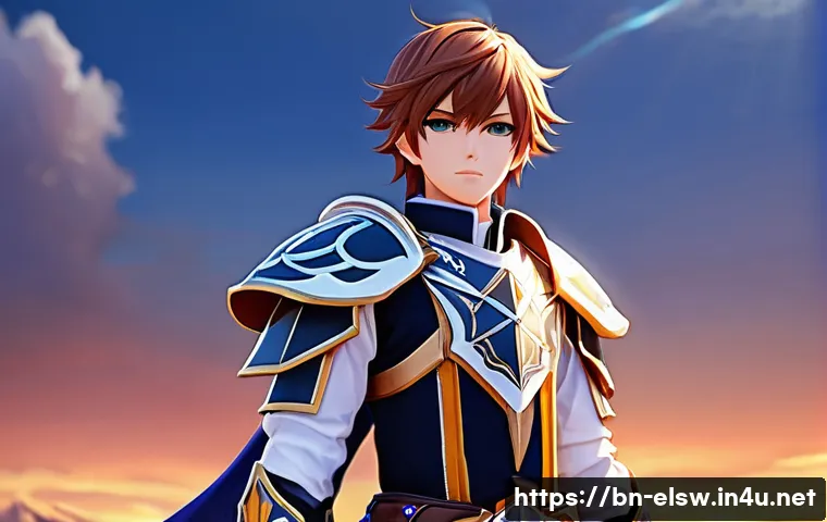 엘소드 엔딩별 스토리 정리 - **Elsword: The Savior of Elrios** Prompt: A full-body portrait of Elsword, a valiant young male ...