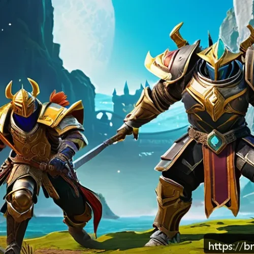 엘소드 상위 유저 인터뷰 - A dynamic gaming scene showcasing a team of diverse characters in stylish, detailed fantasy armor co...